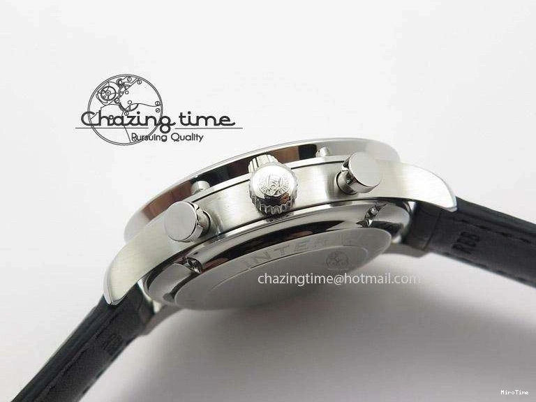 MIROTIME 0509 Minimalist Portuguese 40mm Chrono SS Black Dial On Black Leather Strap A 7382